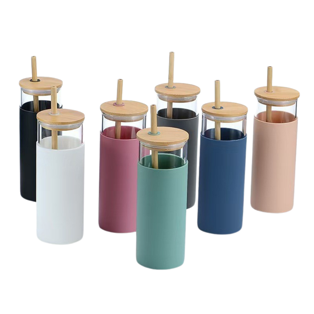 Glass Tumbler w/ Bamboo Straw (Deliver In 4-6 weeks)