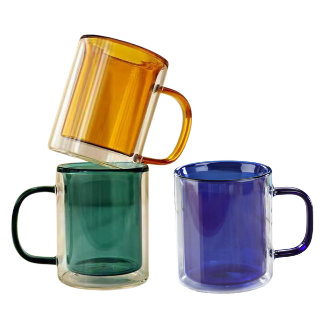 Colorful Transparent Double Wall Glass Mug (Deliver In 4-6 weeks)