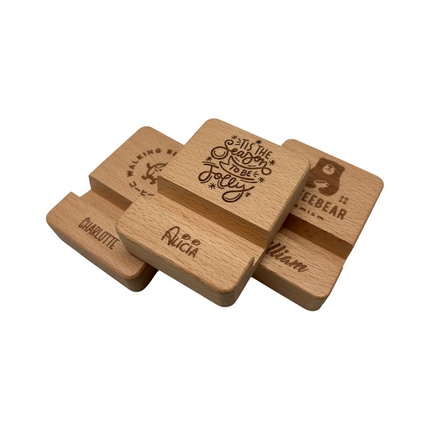 Universal Portable Mini Wood Phone Stand Holder (Name Printing)