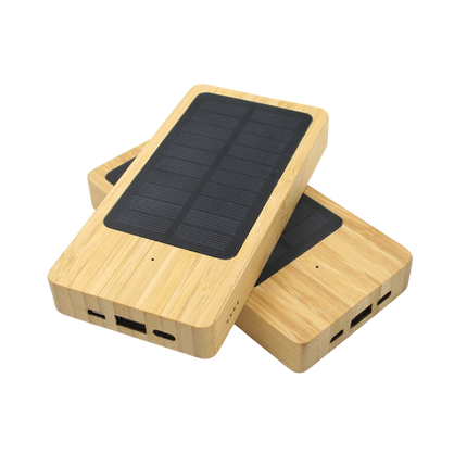 5000 MAH Solar-Powered Bamboo Power Bank (Deliver in 4-6 weeks)