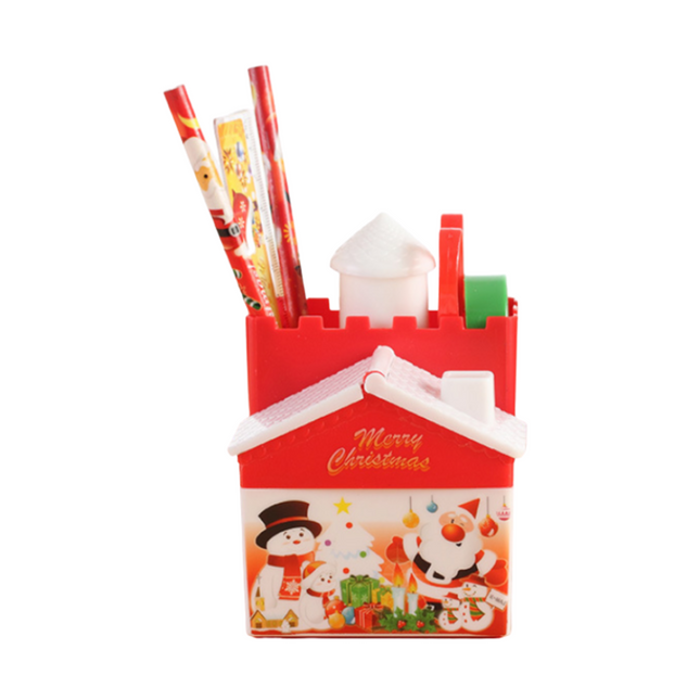 Christmas House Pen Holder Stationery Set