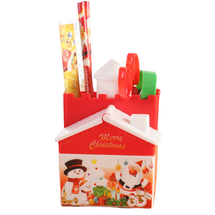 Christmas House Pen Holder Stationery Set