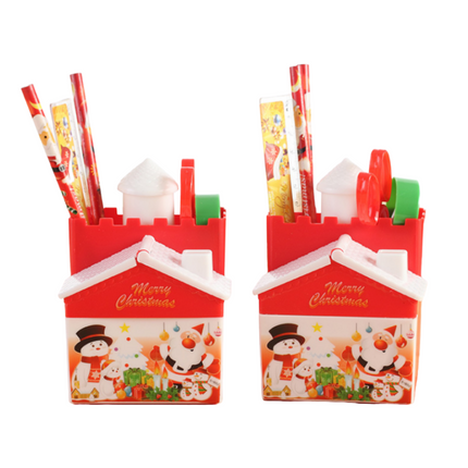 Christmas House Pen Holder Stationery Set