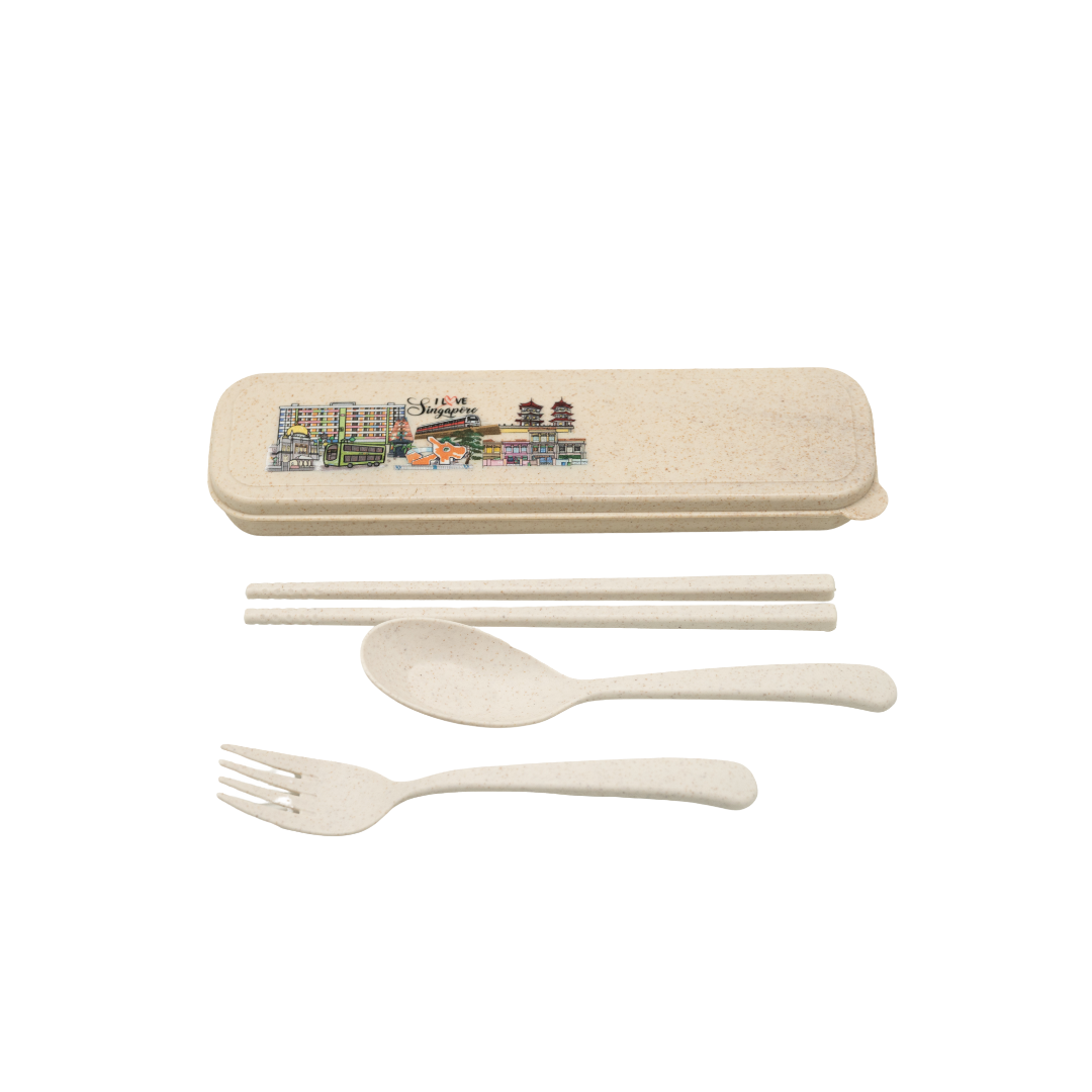 Singapore Theme Eco-Friendly Cutlery Set