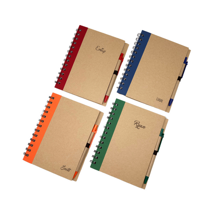 Ring Bound Recycled Notebook with Pen (Name Printing)