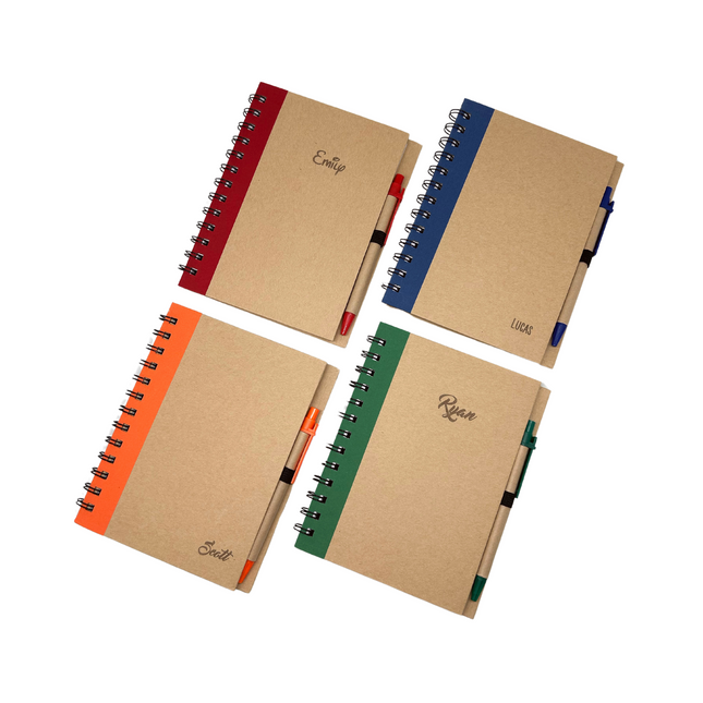 Ring Bound Recycled Notebook with Pen (Name Printing)