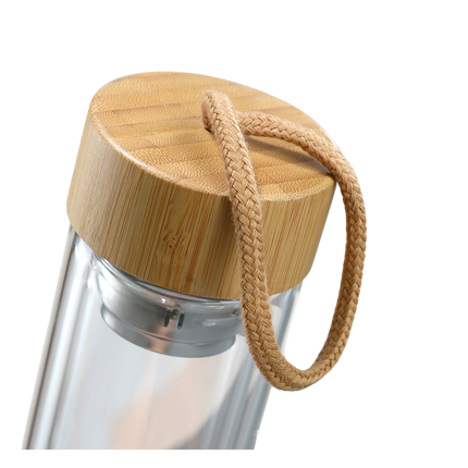 Double Walled Glass Bottle with Bamboo Cap