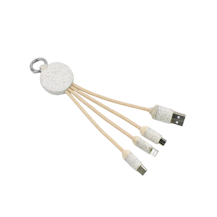 Wheat Straw 3-in-1 Keychain Charging Cable (Deliver in 4-6 weeks)