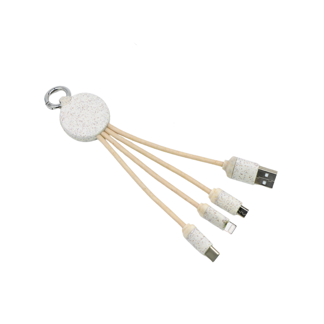 Wheat Straw 3-in-1 Keychain Charging Cable (Deliver in 4-6 weeks)