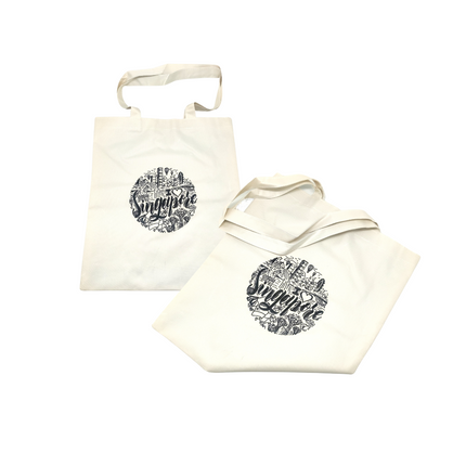 Singapore Theme Design 600D Canvas Tote Bag