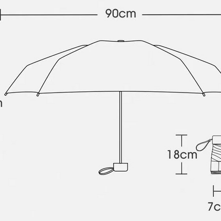 Manual Three-Fold UV Protection Umbrella UPF 50+