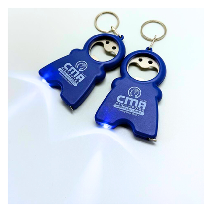Customised Smiling Man Keychain With Tape Measure, Led Light And Bottle Opener (Preorder)
