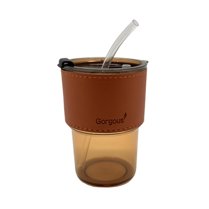 Customised Leather Grip Cup with Straw (Preorder)