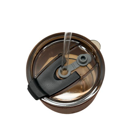 Customised Leather Grip Cup with Straw (Preorder)