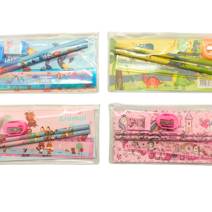 Animal Themed Zip Pencil Case Stationery Set