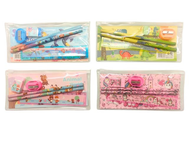 Animal Themed Zip Pencil Case Stationery Set