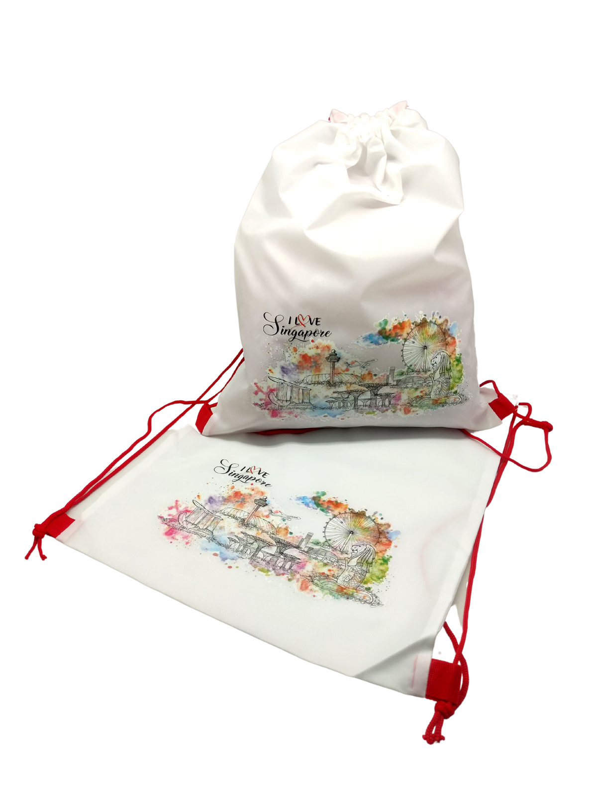 Singapore Theme Design Drawstring Bag