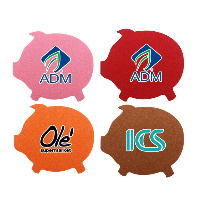 Pig Shaped Felt Coasters IWG FC One Dollar Only