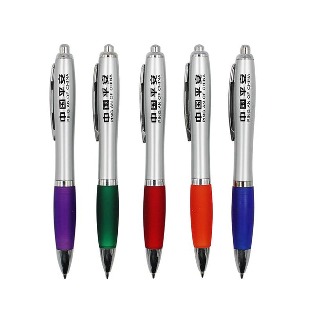 Ballpoint Pen With Coloured Rubber Grip One Dollar Only