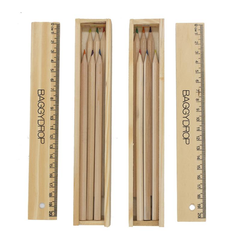 6 Piece Colour Pencil And Ruler Set In Box – One Dollar Only