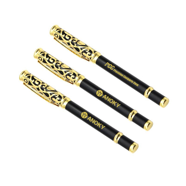 Metal Business Pen With Black And Gold Cap One Dollar Only