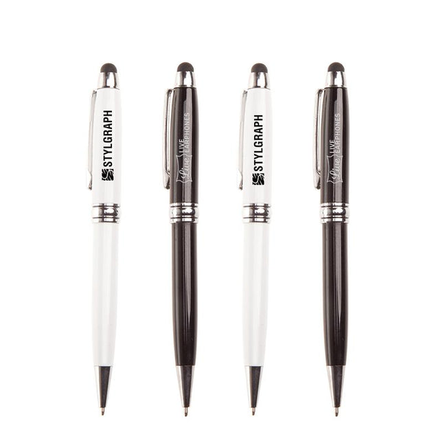Metal Twist-Type Ballpoint Pen With Thick Silver Strip One Dollar Only