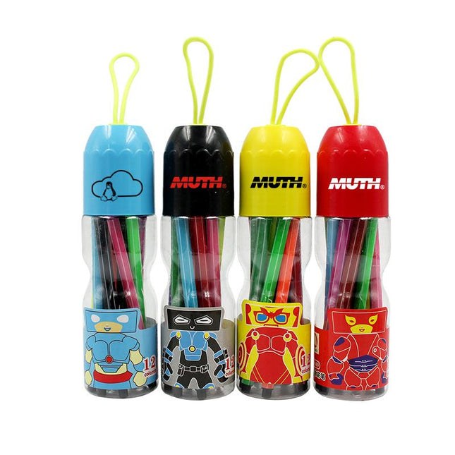 Watercolour Marker Set In Bottle With Cartoon Character Design (12) One Dollar Only