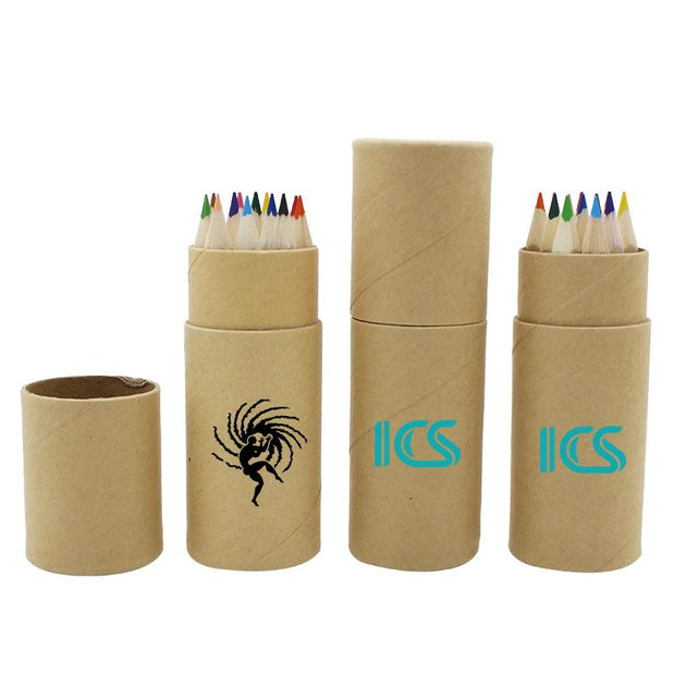Small Colour Pencil Set In Eco-Friendly Cardboard Tube (12) One Dollar Only