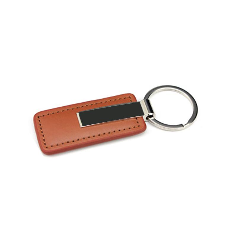 Rectangular Metal And Leather Keychain One Dollar Only