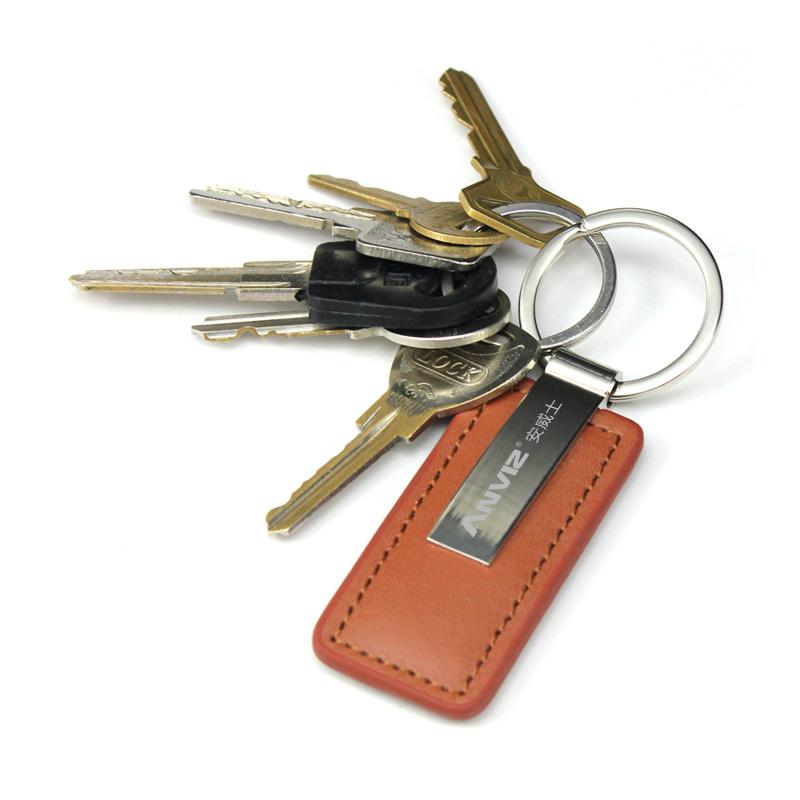 Rectangular Metal And Leather Keychain – One Dollar Only
