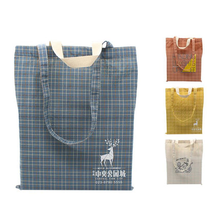 Checkered Cotton Tote Bag With Carrying Handles And Carrying Straps CG Bags One Dollar Only