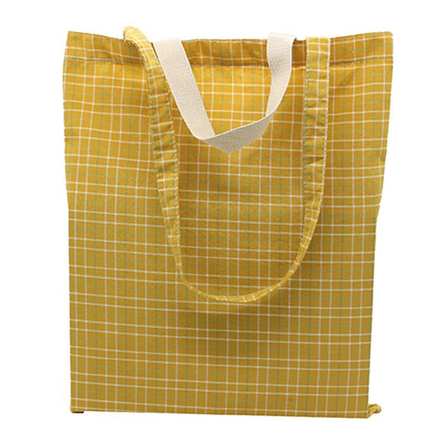 Checkered Cotton Tote Bag With Carrying Handles And Carrying Straps CG Bags One Dollar Only