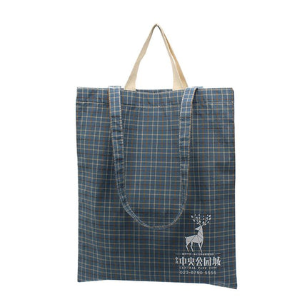 Checkered Cotton Tote Bag With Carrying Handles And Carrying Straps CG Bags One Dollar Only