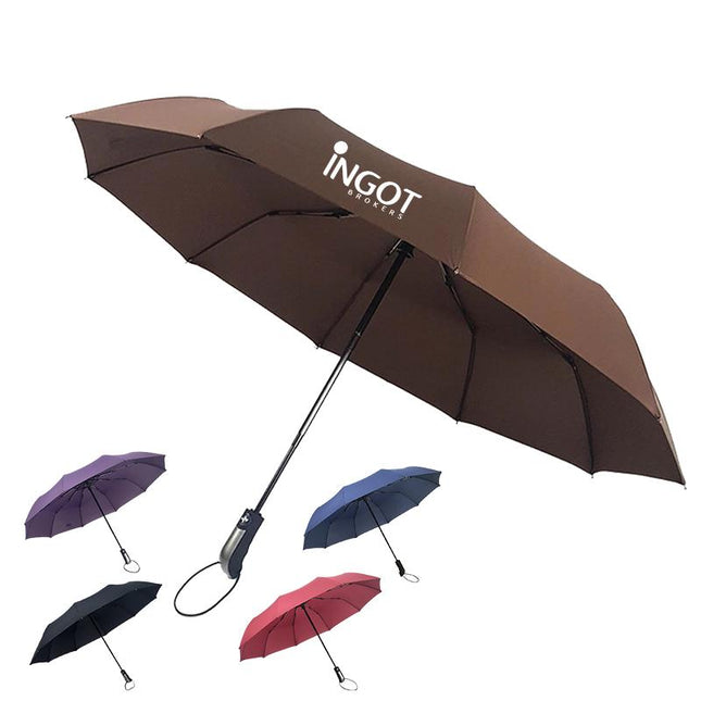 10 Ribbed Automatic Triple-Folding Umbrella One Dollar Only