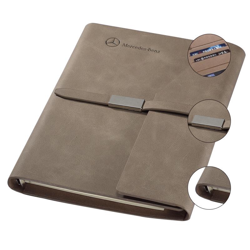 Loose Leaf Notebook With Thin Leather Strap And Flap Closure With Slanted Edge One Dollar Only