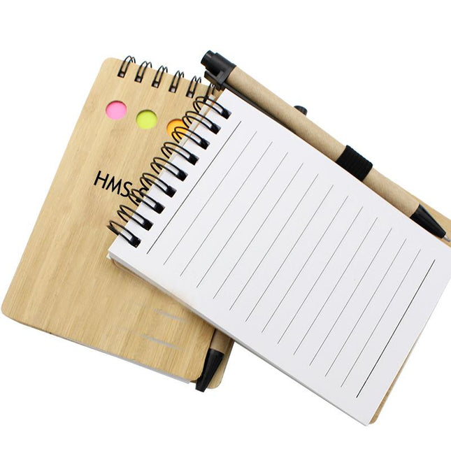 Notepad Set With Spiral-Bound Bamboo Cover One Dollar Only