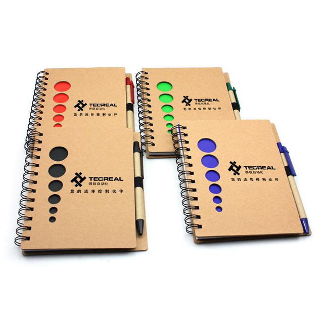 Notebook Set With Circle Cutouts On Kraft Paper Cover One Dollar Only