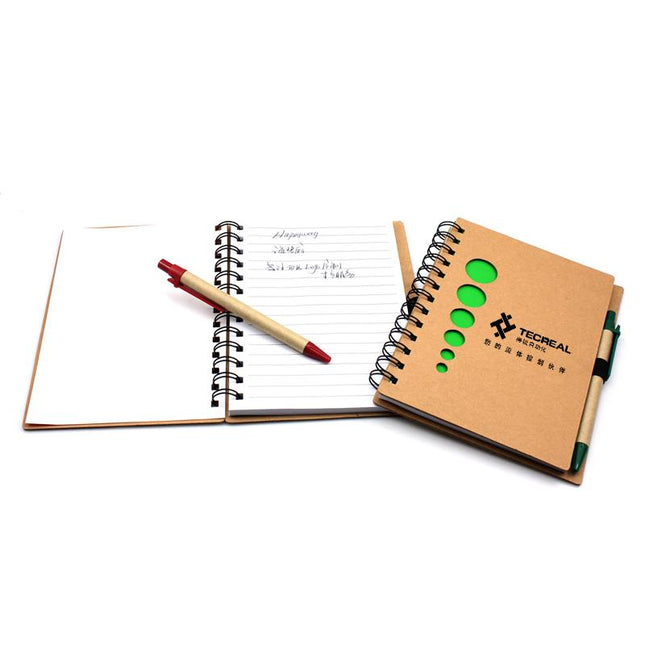 Notebook Set With Circle Cutouts On Kraft Paper Cover One Dollar Only