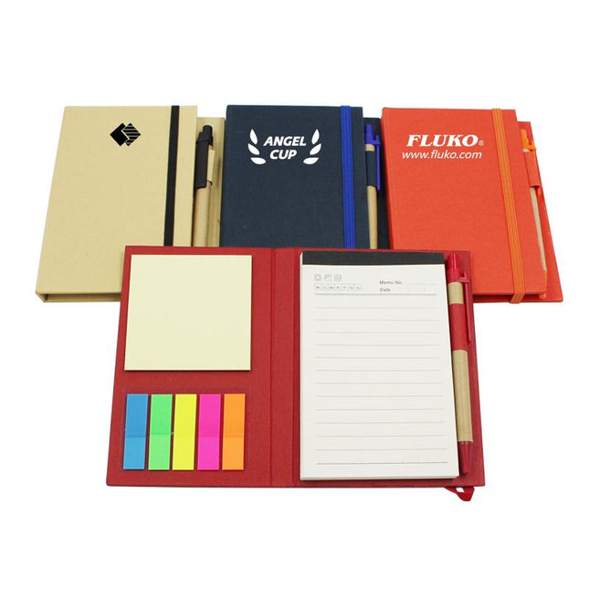 Notebook Set With Elastic Band Closure And Pet Sticky Flag Pads One Dollar Only