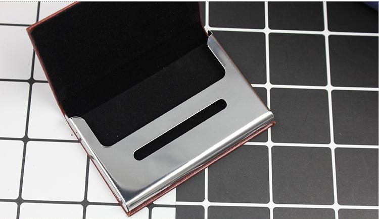 Stainless Steel Business Name Card Flip-Open Holder With Rounded Metal Plate On Cover One Dollar Only