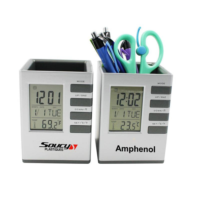 Square Pen Holder With Electronic Calendar One Dollar Only