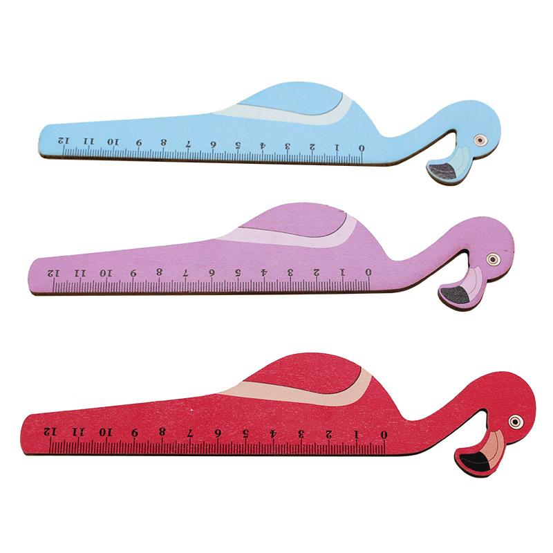 Flamingo Ruler Flamingo-Shaped Wooden Ruler – One Dollar Only