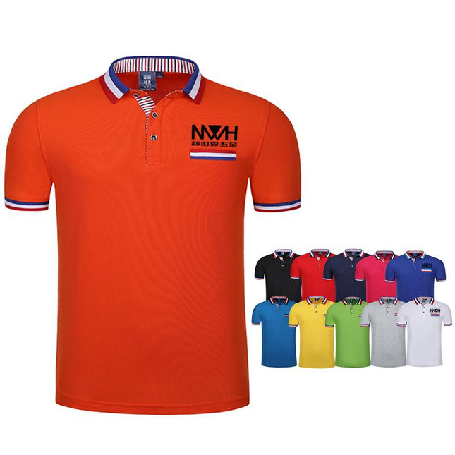 Short-Sleeved Polo Shirt With Colourful Stripes On Collar, Inner Collar, Inner Placket, Front Pocket And Sleeve Edge IWG FC One Dollar Only