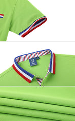 Short-Sleeved Polo Shirt With Colourful Stripes On Collar, Inner Collar, Inner Placket, Front Pocket And Sleeve Edge IWG FC One Dollar Only