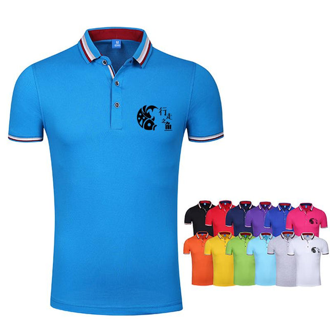 Pure Cotton Short-Sleeved Polo Shirt With Colourful Striped Collar IWG FC One Dollar Only