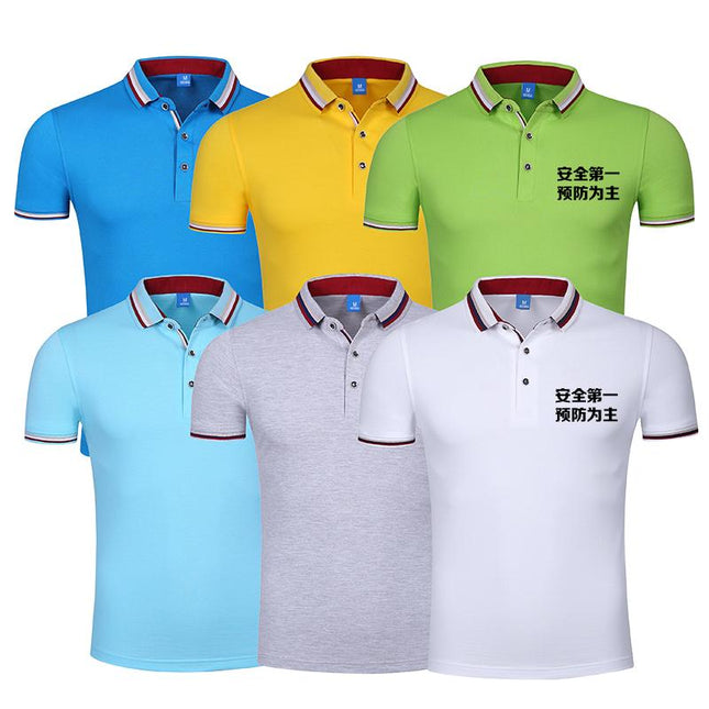 Pure Cotton Short-Sleeved Polo Shirt With Colourful Striped Collar IWG FC One Dollar Only
