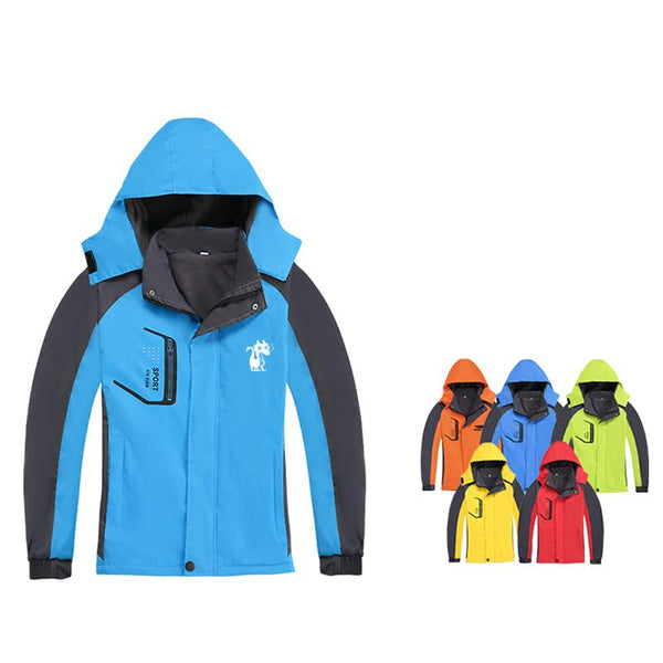 Zippered Long-Sleeved Waterproof Jacket With Fleece Lining