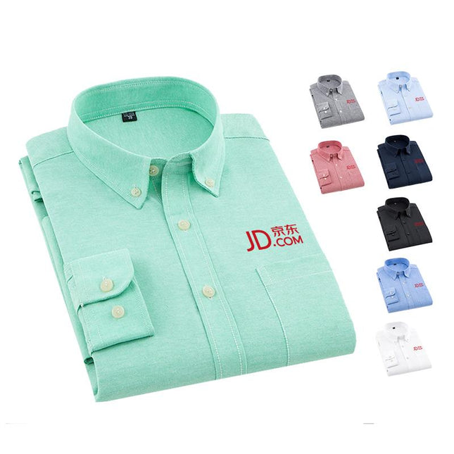 Collared Button-Up Long-Sleeved Shirt with Front Pocket One Dollar Only