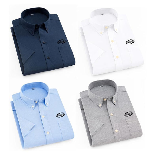 Collared Button-Up Short-Sleeved Shirt with Front Pocket One Dollar Only