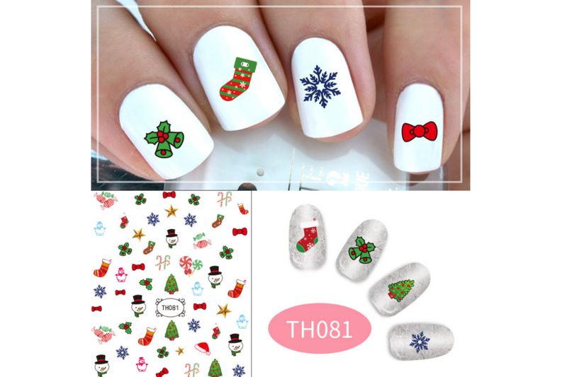Christmas Theme Nail Art Stickers Seasonal One Dollar Only